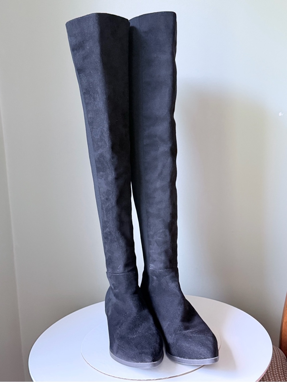 Steve Madden Jolly Over-The-Knee Boots Black Faux Suede Pointed Toe Size 8M